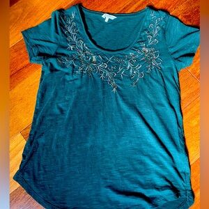 Lucky Brand metallic embroidered shirt